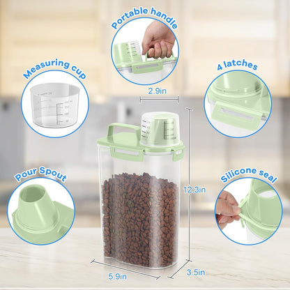TBMax Small Dog Cat Food Storage Containers 2 Pack, Travel-Friendly Pet Food Container with Spout &