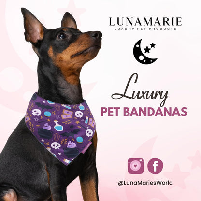 LunaMarie - Luxury Dog Bandanas - Cute Witch Magic Design | Premium & Silky Fabric | 100% Handmade