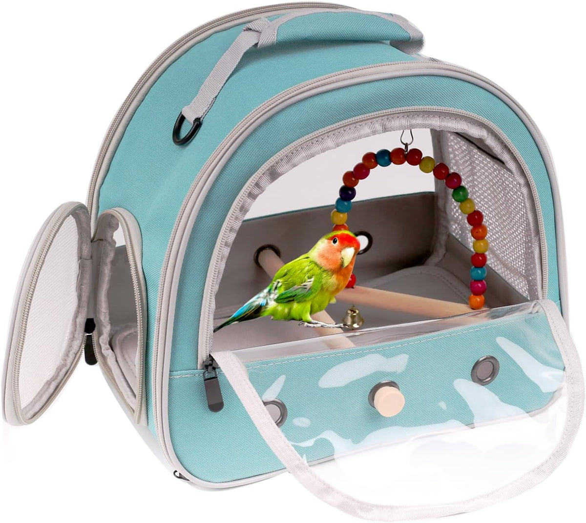 Portable Parrot Travel Cage Carrier with Small Swing Toy&Cage Colorful Toys Set Small Bird Parakeet