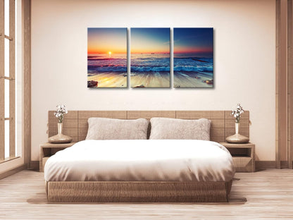 Wieco Art 3 Piece Sea Waves Canvas Prints Modern Seascape Artwork Landscape Pictures Paintings on