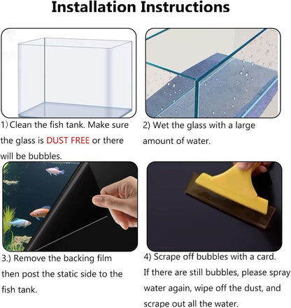 Fish Tank Aquarium Background - Black, Electrostatic Adhesion, Glue-Free, Easy Installation