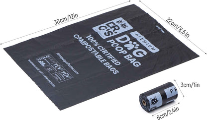 100% Certified Compostable Dog Poop Bags - Dr. C's Premium Dog Poop Bags - 270 Bags / 18 Rolls