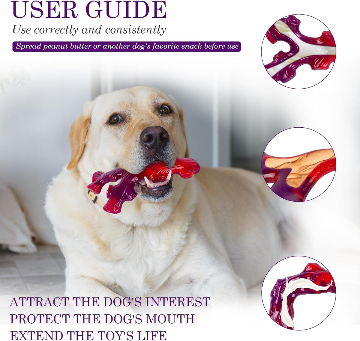 3 Pack Indestructible Dog Chew Bones for Aggressive Chewers - Heavy Duty Long Lasting Chew Toys for