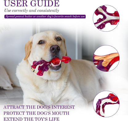 3 Pack Indestructible Dog Chew Bones for Aggressive Chewers - Heavy Duty Long Lasting Chew Toys for