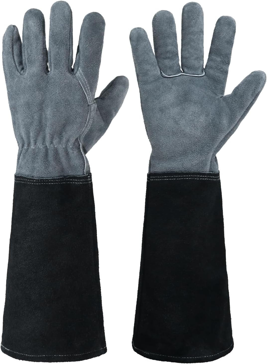 HANDLANDY Long Gardening Gloves for Men & Women, Cowhide Leather Rose Pruning Gloves, Breathable