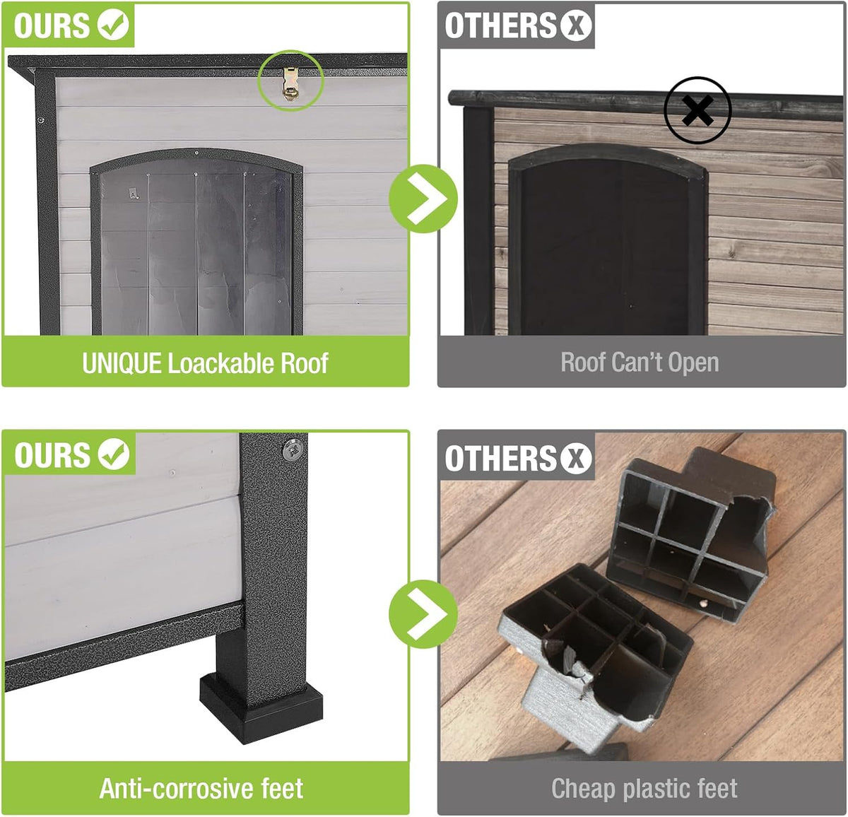 GUTINNEEN Chew Proof Dog House with Metal Iron Frame Outdoor Dog Kennel for Small Medium Large