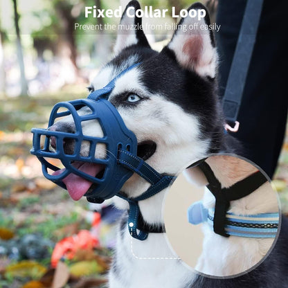 BARKLESS Dog Muzzle, Soft Basket Silicone Muzzle for Dogs to Prevent Biting and Chewing, Breathable