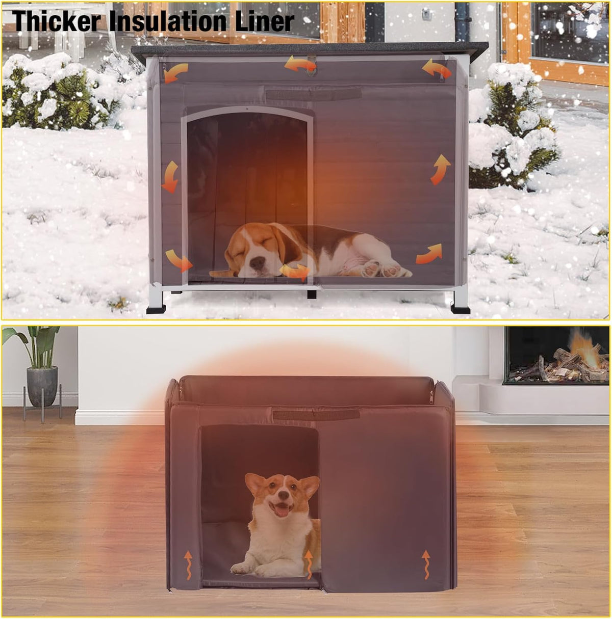 Aivituvin Insulated Dog House for Winter Outdoor Dog Kennel with All-Around Iron Frame- 100%