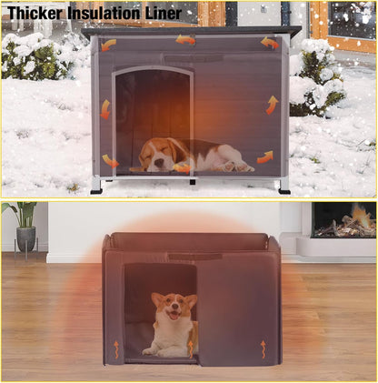 Aivituvin Insulated Dog House for Winter Outdoor Dog Kennel with All-Around Iron Frame- 100%