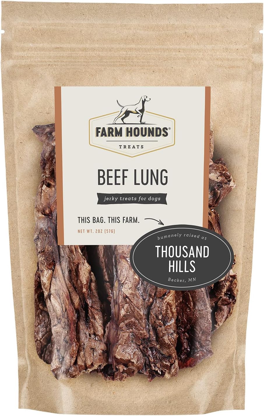 Farm Hounds - Beef Lung - Premium Natural Beef Lung Jerky for Dogs - Made from 100% Humanely Raised