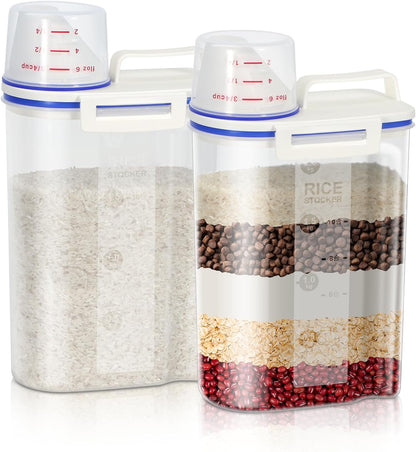 TBMax Rice Cereal Container Oatmeal Dispenser - 2 Pack Rice Storage Container with Measuring Cup +