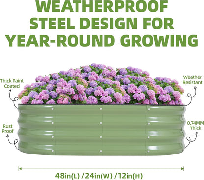 G GOOD GAIN Galvanized Metal Raised Garden Bed Kit - 4x2x1FT Outdoor Planter Box with Safety Edging