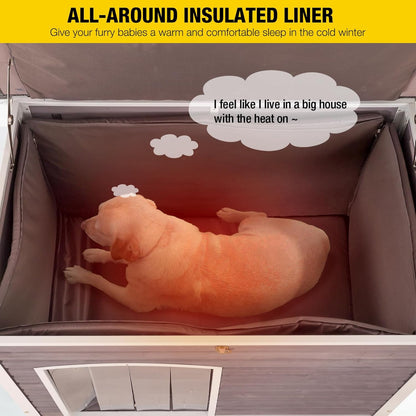 Aivituvin Insulated Dog House for Winter Outdoor Dog Kennel with All-Around Iron Frame- 100%