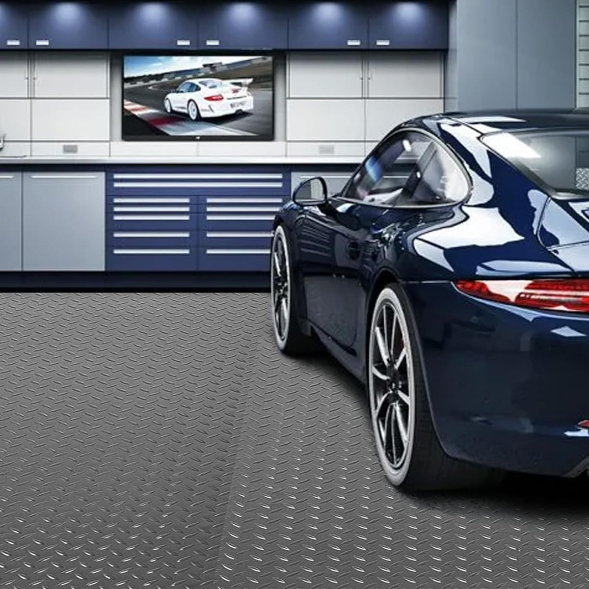 5Ft x 12Ft Rubber Flooring Mats 1.6mm Diamond Plate Flooring Roll 60sqft Rubber Trailer Garage