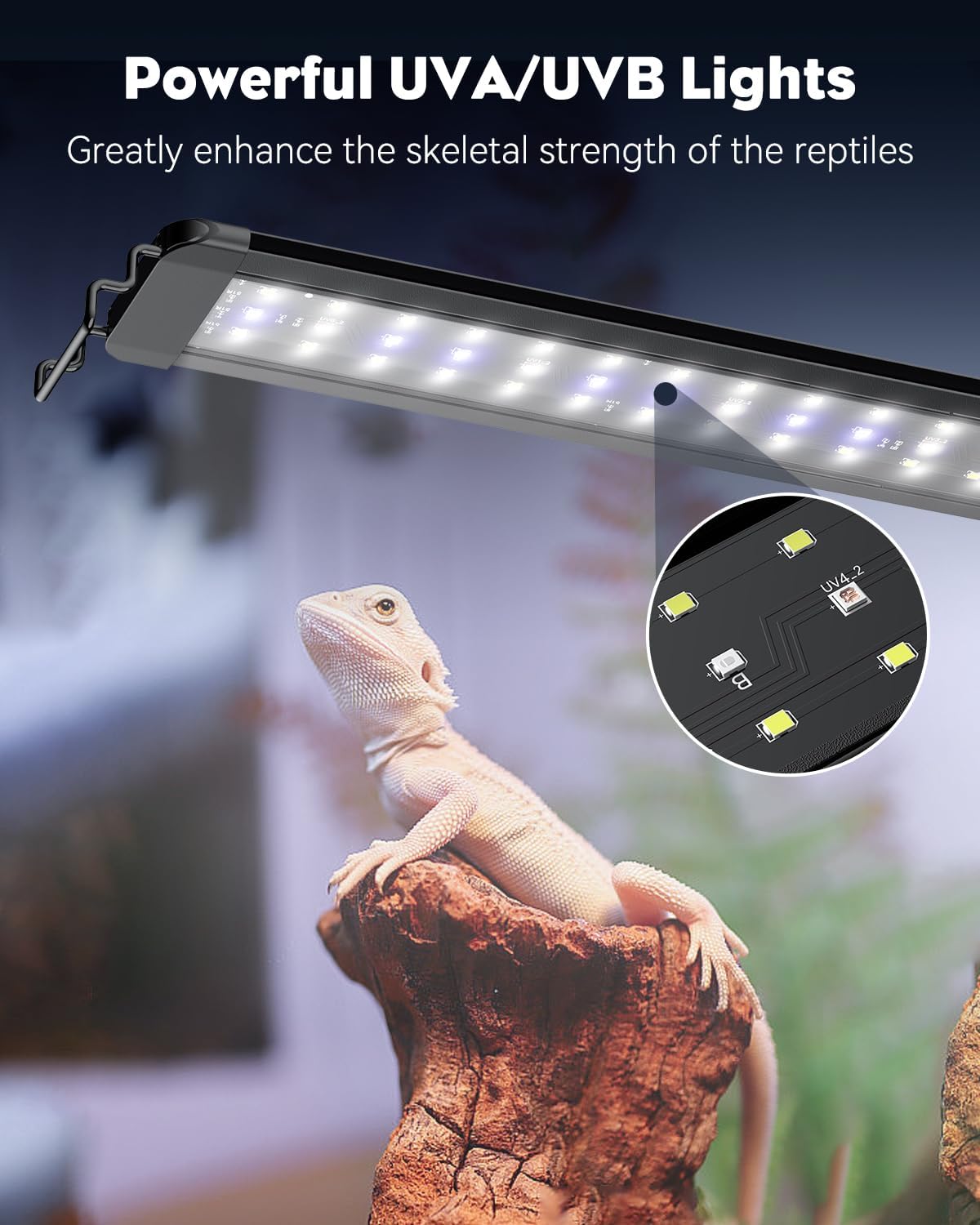 Pawfly 14 W UVB Light for Reptiles for 18" to 24" Terrariums Extendable Reptile Tank Light with