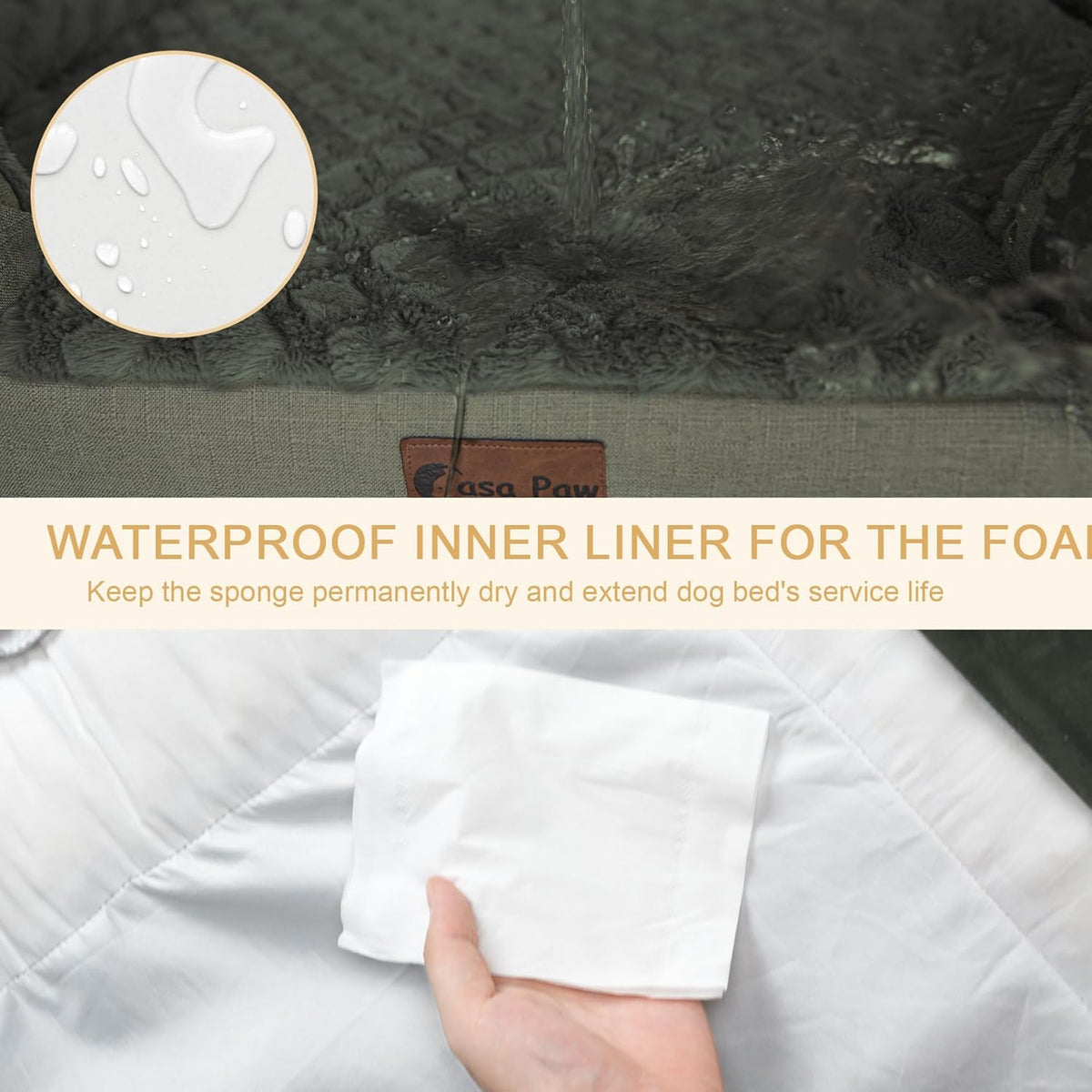 Orthopedic Waterproof Dog Bed for Extra Large Dogs, Memory Foam XL Dog Bed with Sides, Egg-Crate