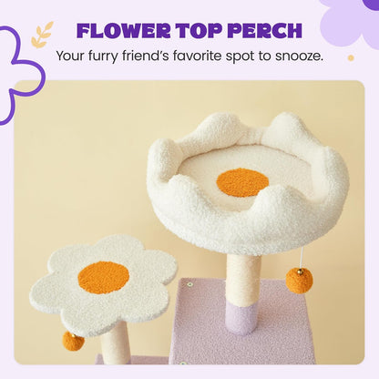 MWPO Flower Large Cat Tree, 70.1-Inch Multi-Level Tall Cat Tower for Indoor Cats, Plush Cat Condo