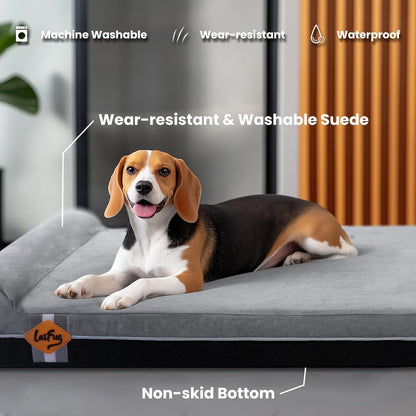Laifug Orthopedic Memory Foam Extra Large Dog Bed with Pillow and Durable Waterproof Liner with
