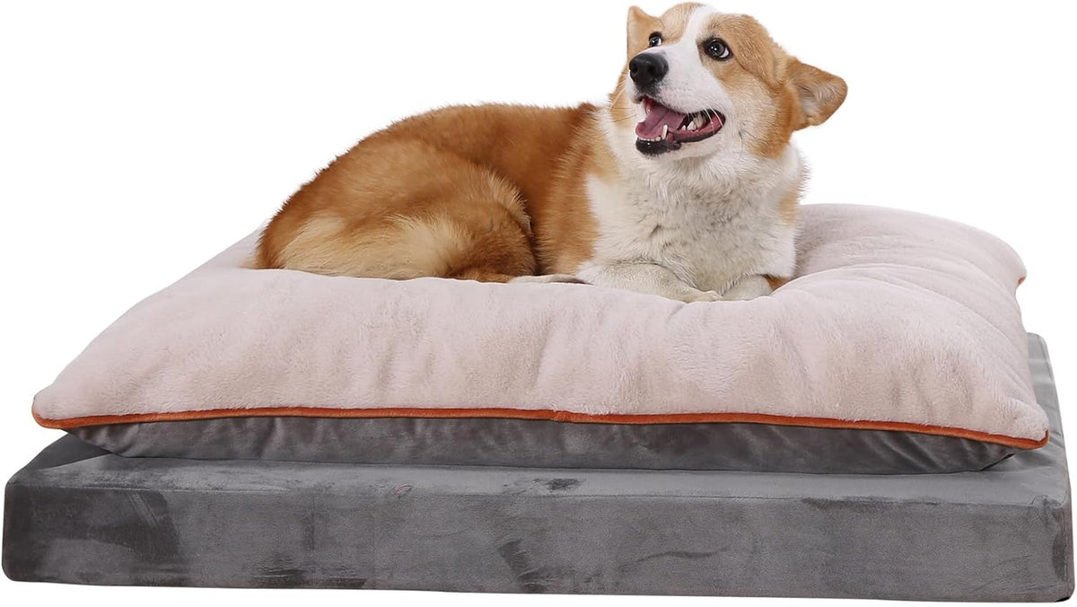 Amazon Basics Dog Bed with Cooling Gel Memory Foam, Pressure-Relief Support for Dogs up to 90lbs