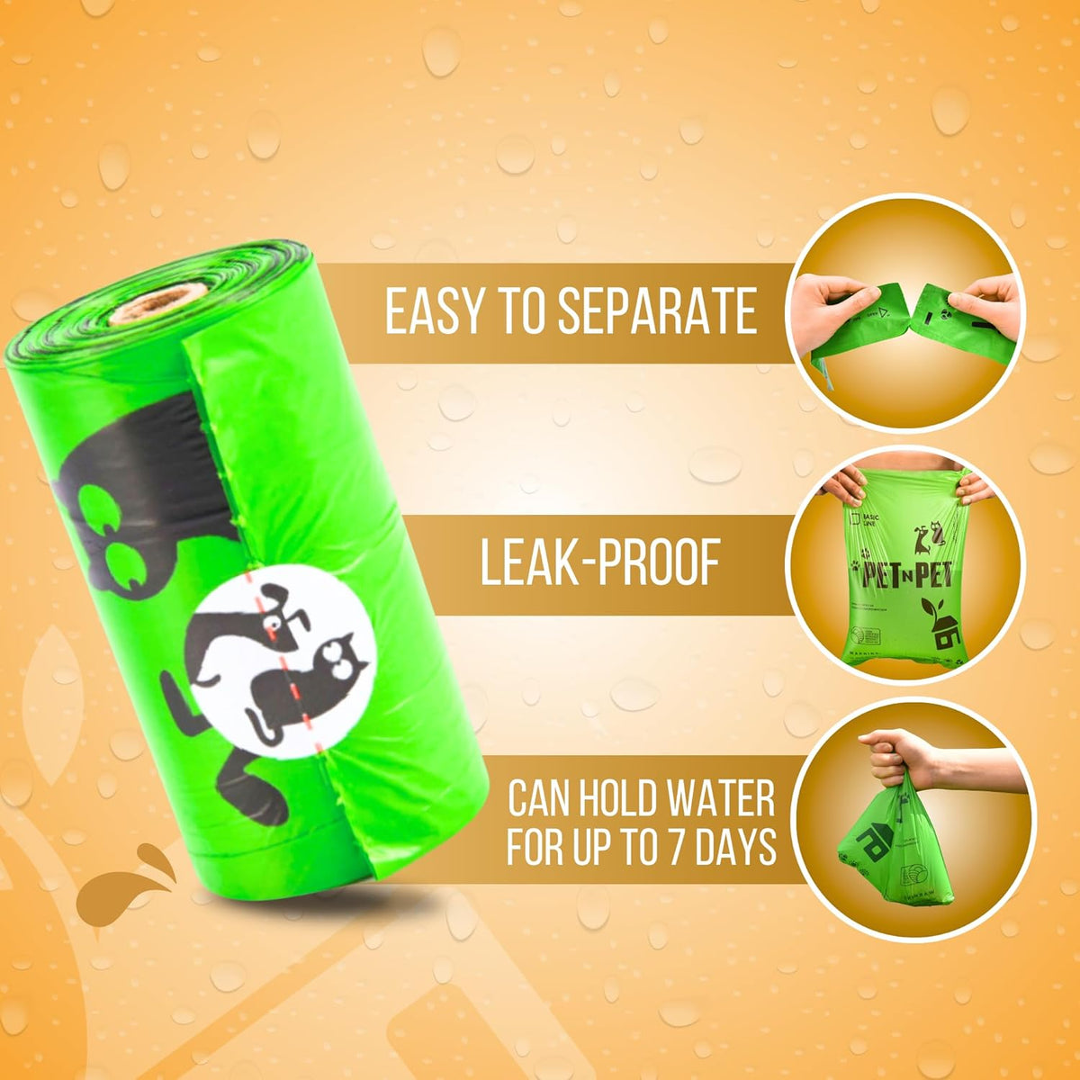Pet N Pet 270 Counts Green Poop Bags for Dogs, 38% Plant Based & 62% PE Extra Thick Dog Poop Bags