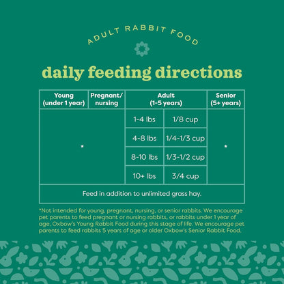 Oxbow Essentials Rabbit Food, Adult, Made with Oxbow Timothy Hay for Rabbit, Pet Pellets with