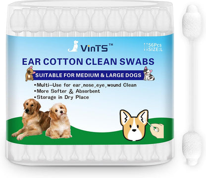 VinTS 60 PCS Cotton Dog Ear Cleaning Swabs, Pet’s Ear Infection Treatment Gourd-Shaped Swabs
