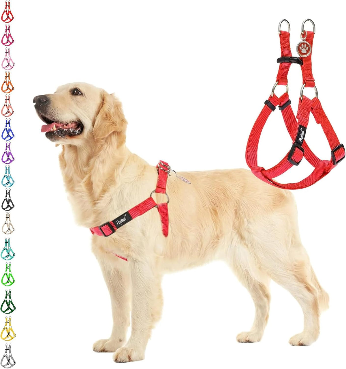PUPTECK No Pull Dog Harness Soft Adjustable Basic Nylon Step in Puppy Vest Outdoor Walking with ID