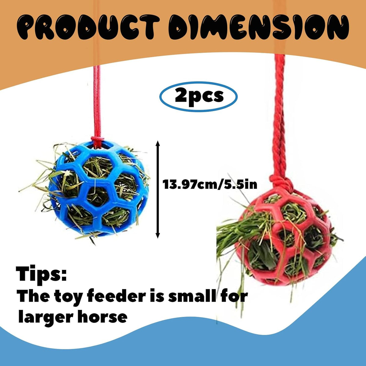 2 Pcs Novelty Hay Ball for Horses to Play with and Relieve Stress, Bright Color Hay Balls for Goats