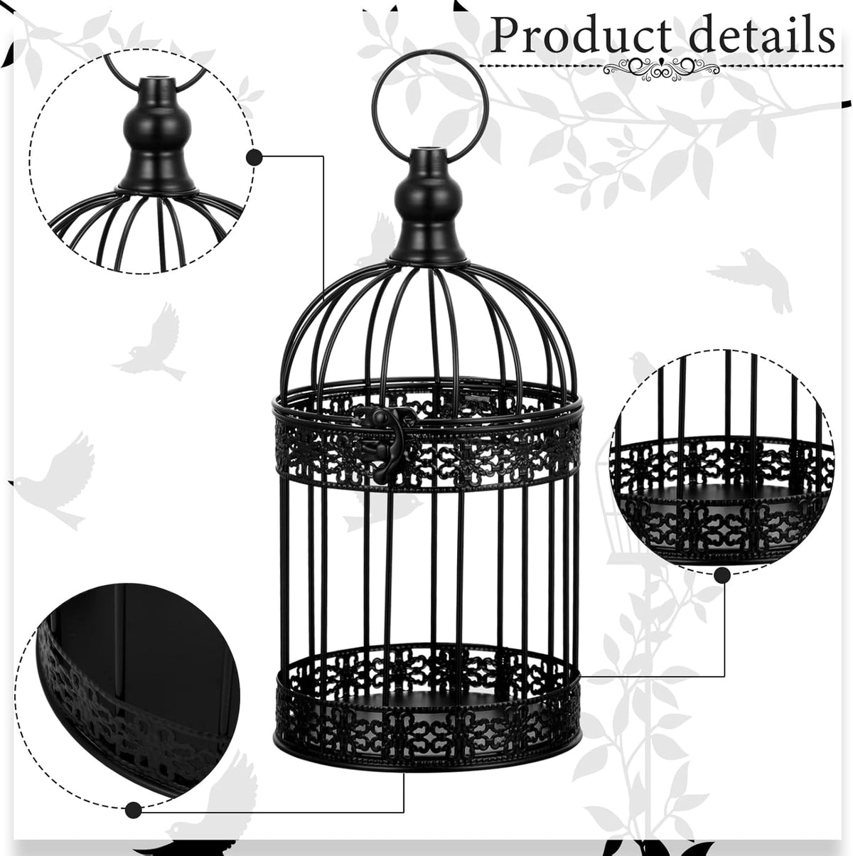 Sliner 4 Pcs Bird Cage Decorative Candle Holder Vintage Candle Holder Cage Lanterns Model for