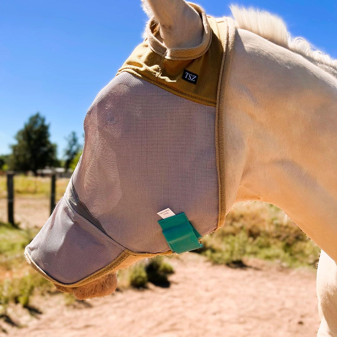 Fly Masks for Horses, 70% Uv-Block, Breathable Fly Mask for Equines, Durable, Comfortable Fit for