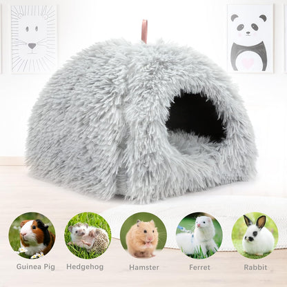 YUEPET Guinea Pig Bed Plush Calming Hideout, Warm Rabbit Hide for Hamsters Hedgehogs Ferrets Dwarf
