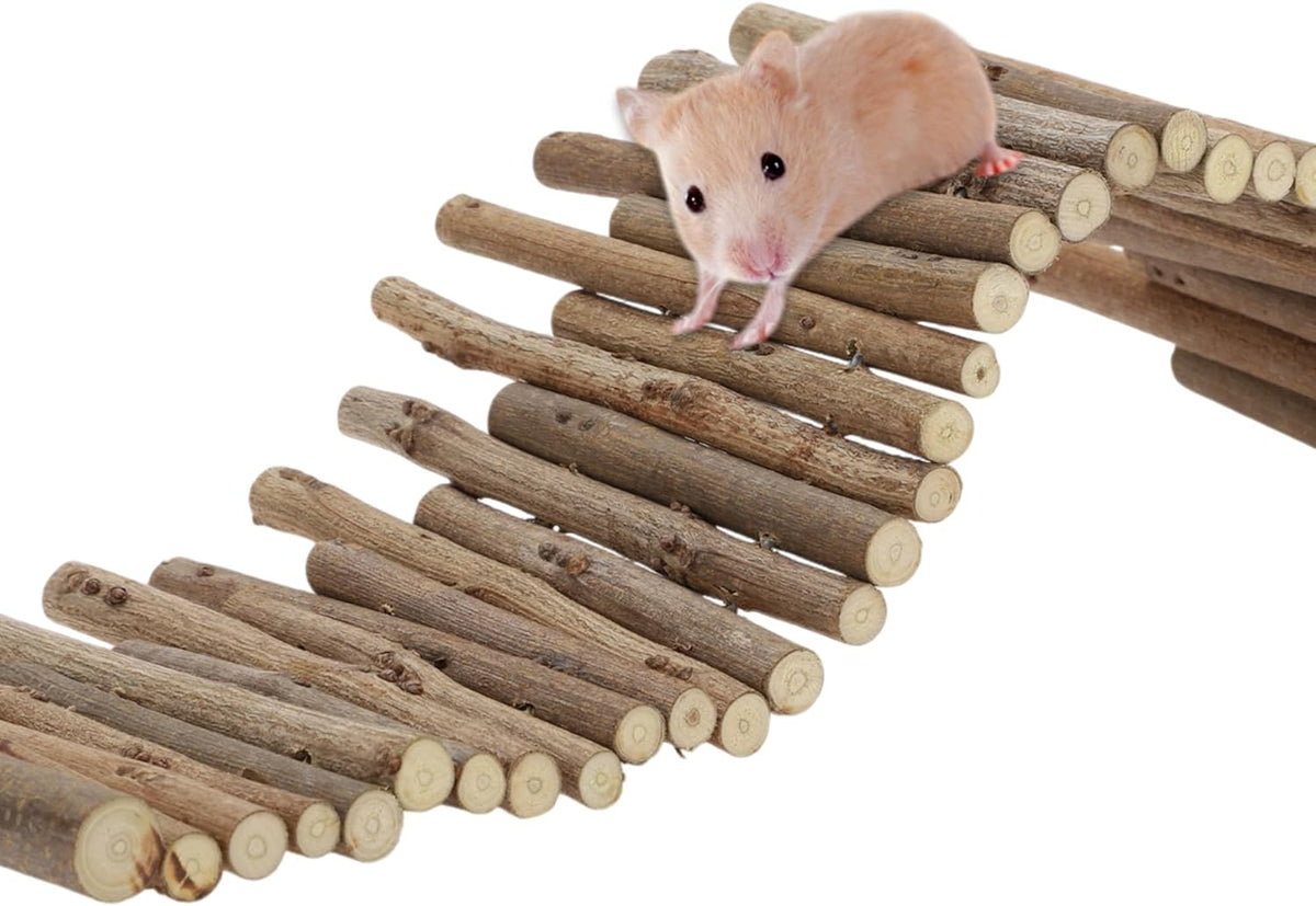 Hamster Toys, Flexible Hamster Wooden Bridge, 11.8In Hamster Fence, Hamster Cage Decor and