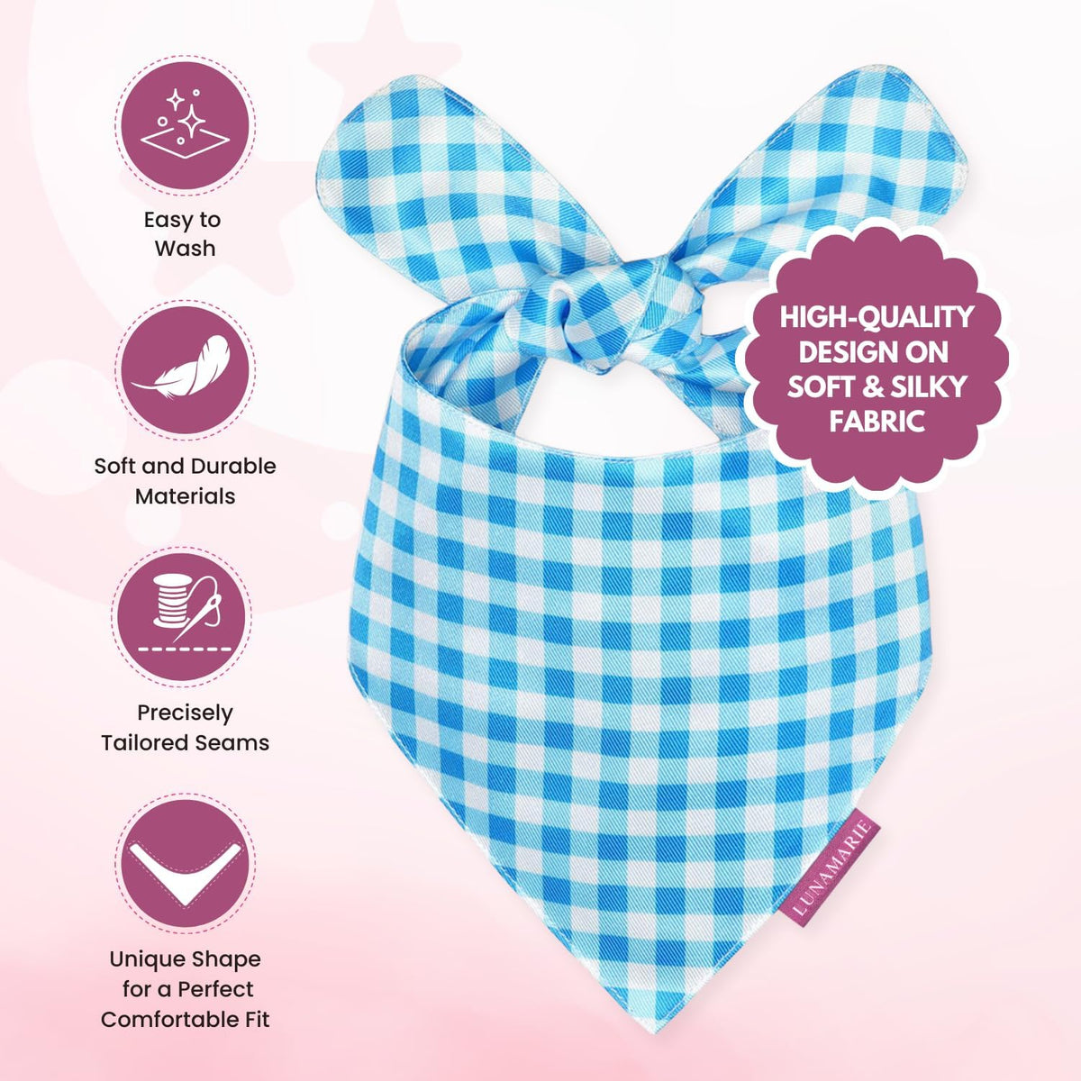 LunaMarie - Luxury Pet Birthday Bandanas -Premium & Silky Poly Fabric | 100% Handmade | Custom