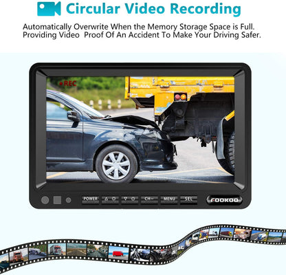 Fookoo ??HD 1080P 9" Wired Backup Camera System, 9-inch DVR Dual Split Screen Monitor, IP69