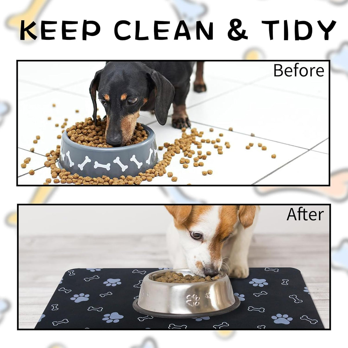 Pet Cat Dog Food Mat Non Slip Mat for Dog Water Bowl Mat Quick Dry Absorbent Cat Feeding Mat, 18.1