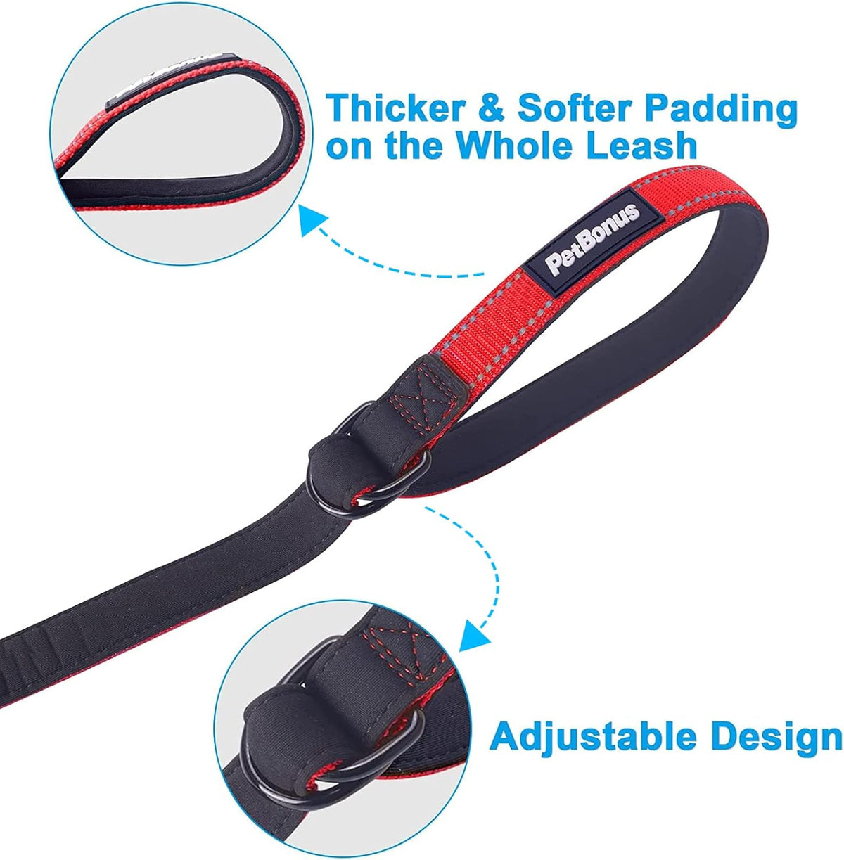 PetBonus Short Dog Leash, Safety Wrist Strap for Retractable Dog Leash, Reflective Design and