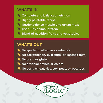 Nature's Logic Wet Can Cat Food - Feline Beef Feast 95% Animal Ingredients - No Synthetic Vitamins