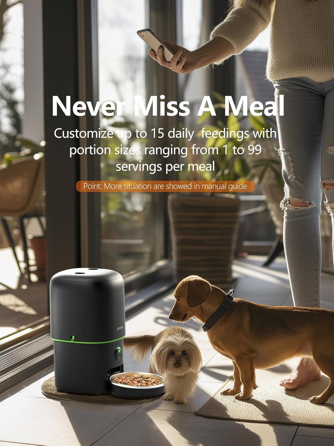 Automatic Cat Feeder with Camera - 5G WiFi Auto Cat Food Dispenser, 1080P HD Video with Night