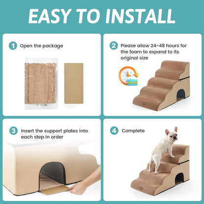 Extra Wide Dog Stairs with Tunnel, Detachable Large Pet Step for Small Medium Dog, Puppy or Cat