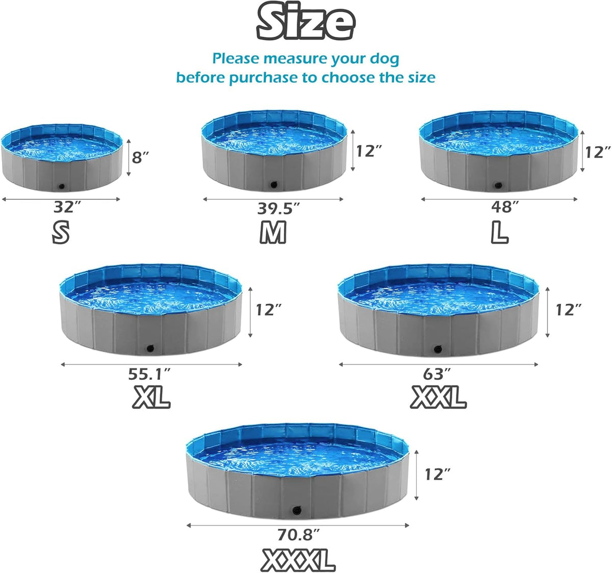 Jasonwell Foldable Dog Pet Bath Pool Collapsible Dog Pet Pool Bathing Tub Kiddie Pool Doggie Wading