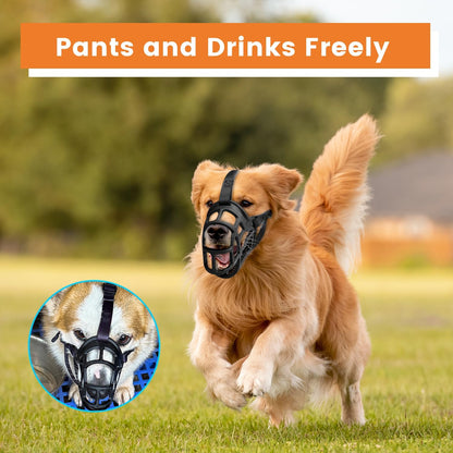 Dog Muzzle, Basket Muzzle Anti Biting Chewing, Sturdy Lightweight Muzzle Allows Panting Drinking
