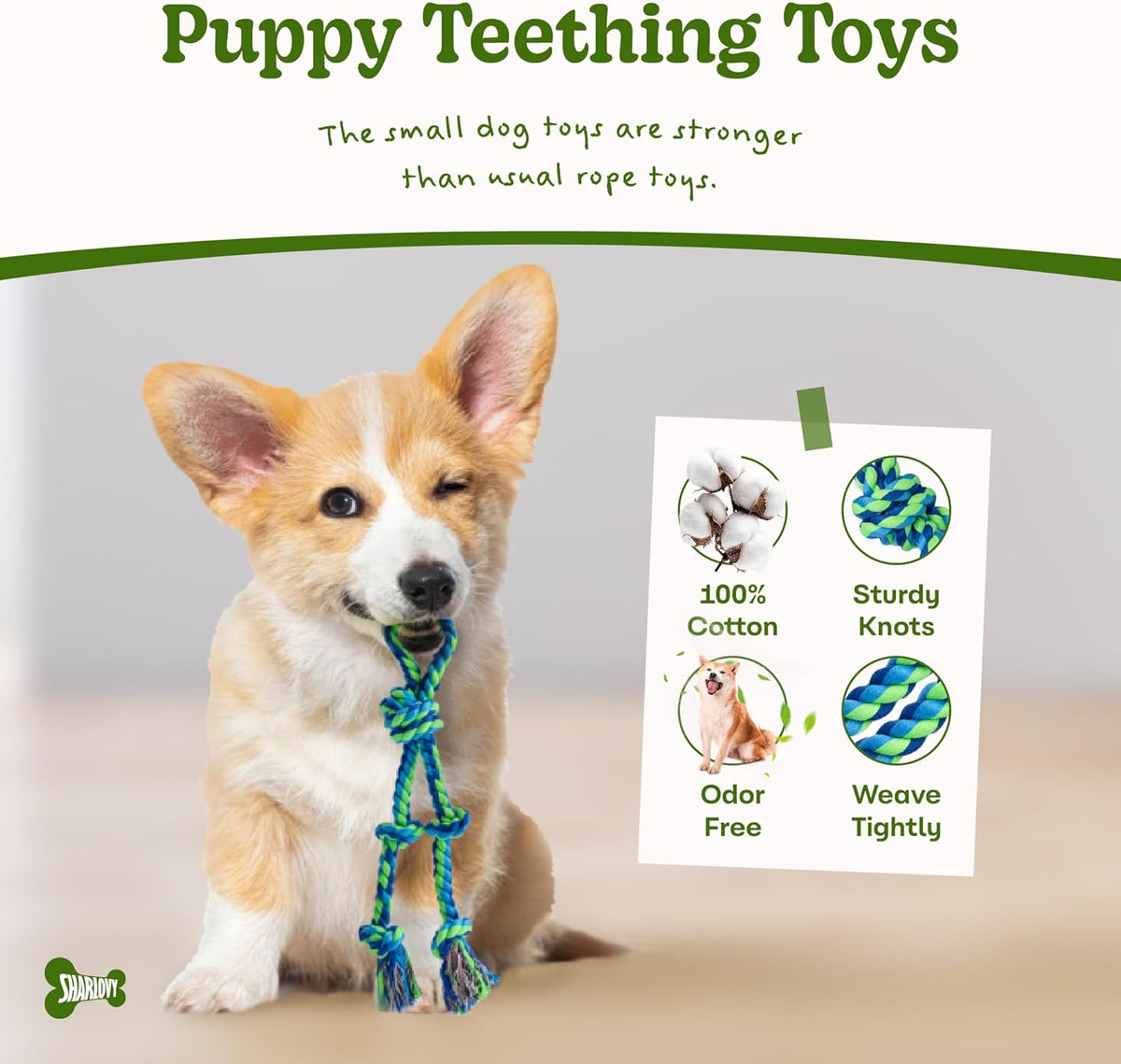 2 Pack Dog Rope Toy for Small Dogs, Puppy Teething Toys, Durable Cotton Puppy Chew Toys for
