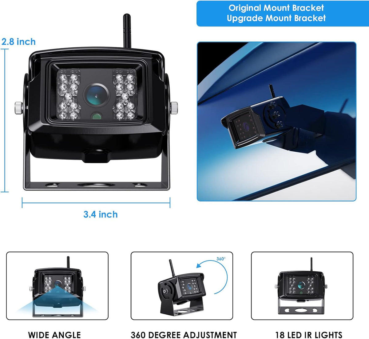 1080P FHD Digital Wireless Backup Camera System Kit for RV/Truck/Trailer/Van/Bus,Night Vision,7inch