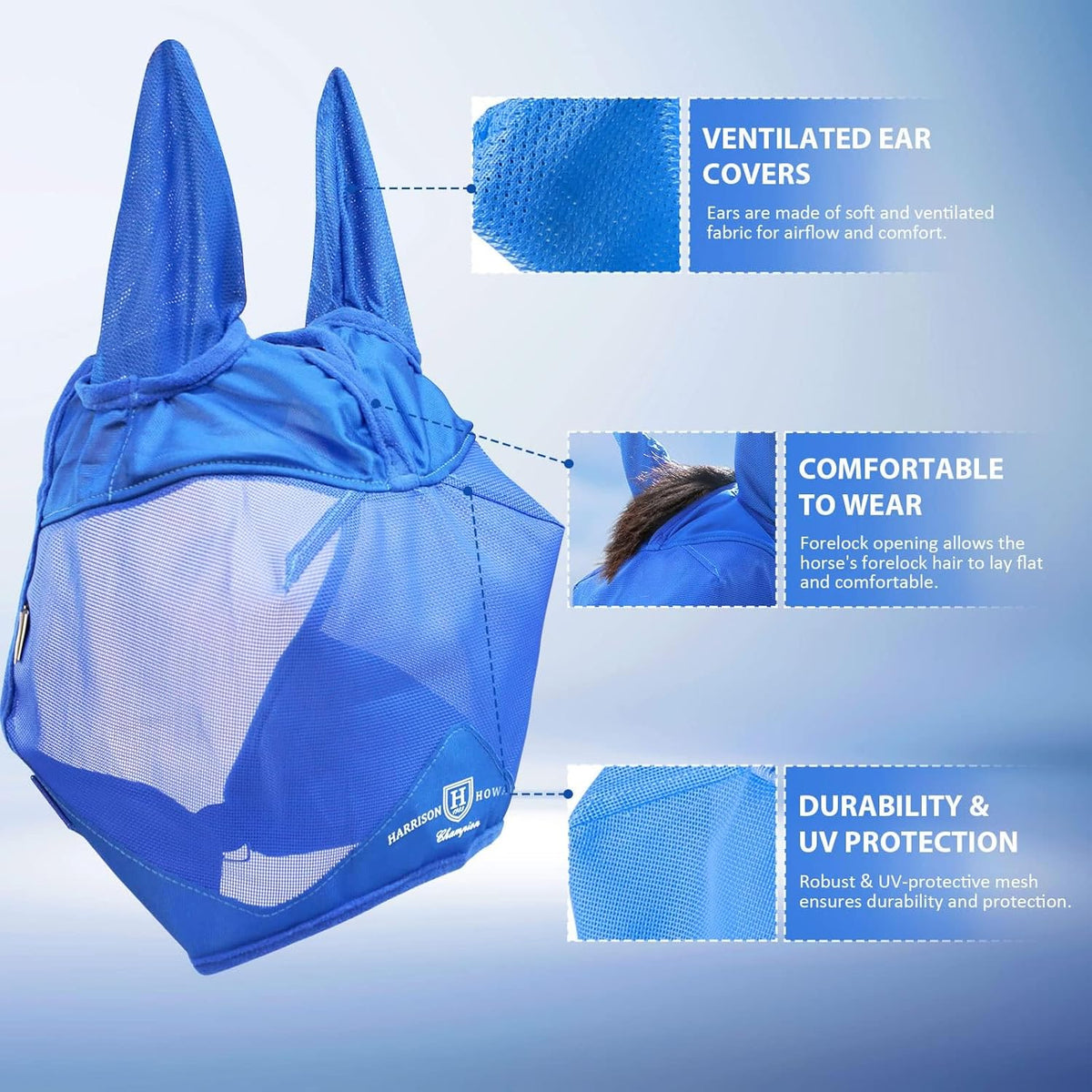 Harrison Howard UV-proof Multi-Function Fabrics Thick Fleece Padding Horse Fly Mask Half Face with