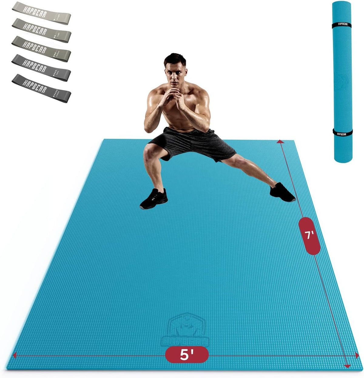HAPBEAR Extra Large Exercise Mat-7'x5'/6'x8'/6'x9'/6'x10'/6'x12'x8mm(1/3 inch),Non-Slip, Ultra