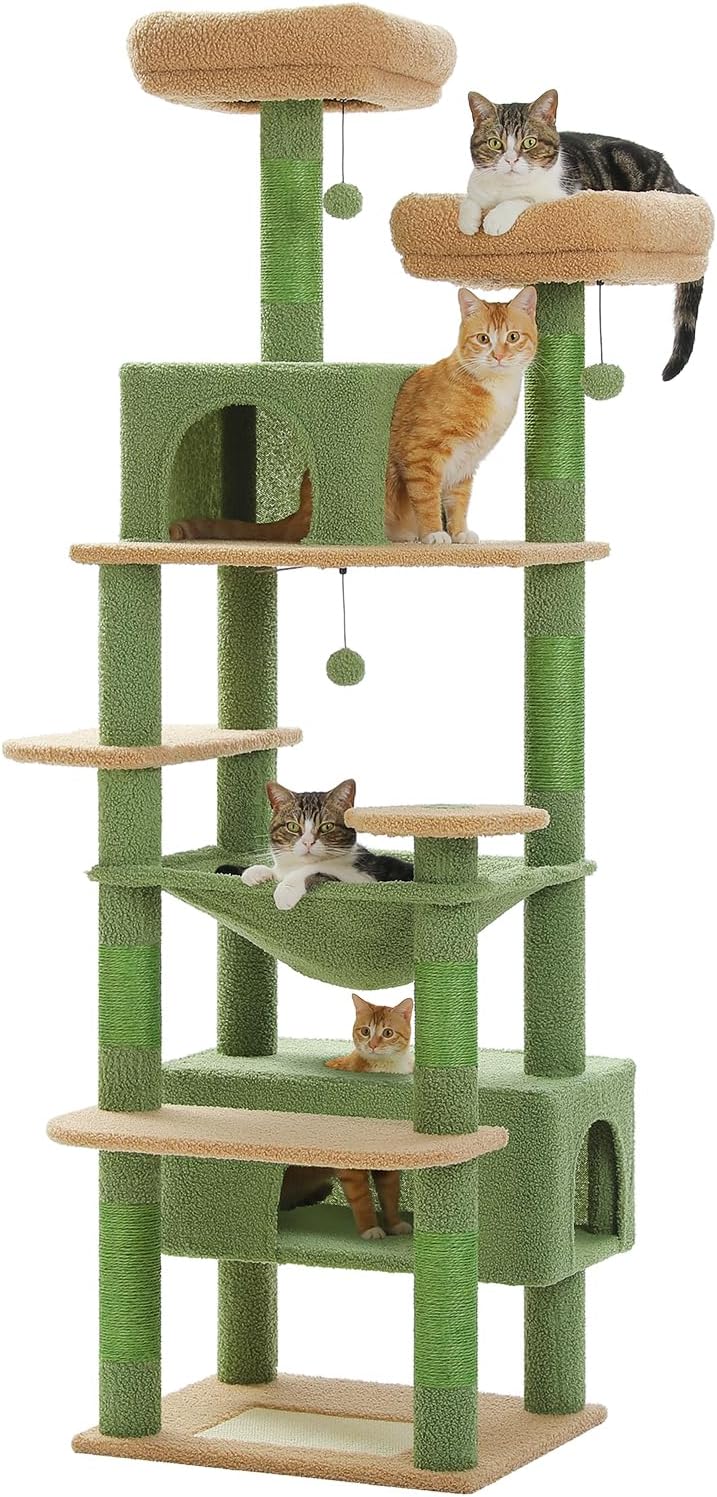 PAWZ Road Large 72 Inches Cat Tree and Tower for Indoor Cats - with Sisal-Covered Scratching Posts