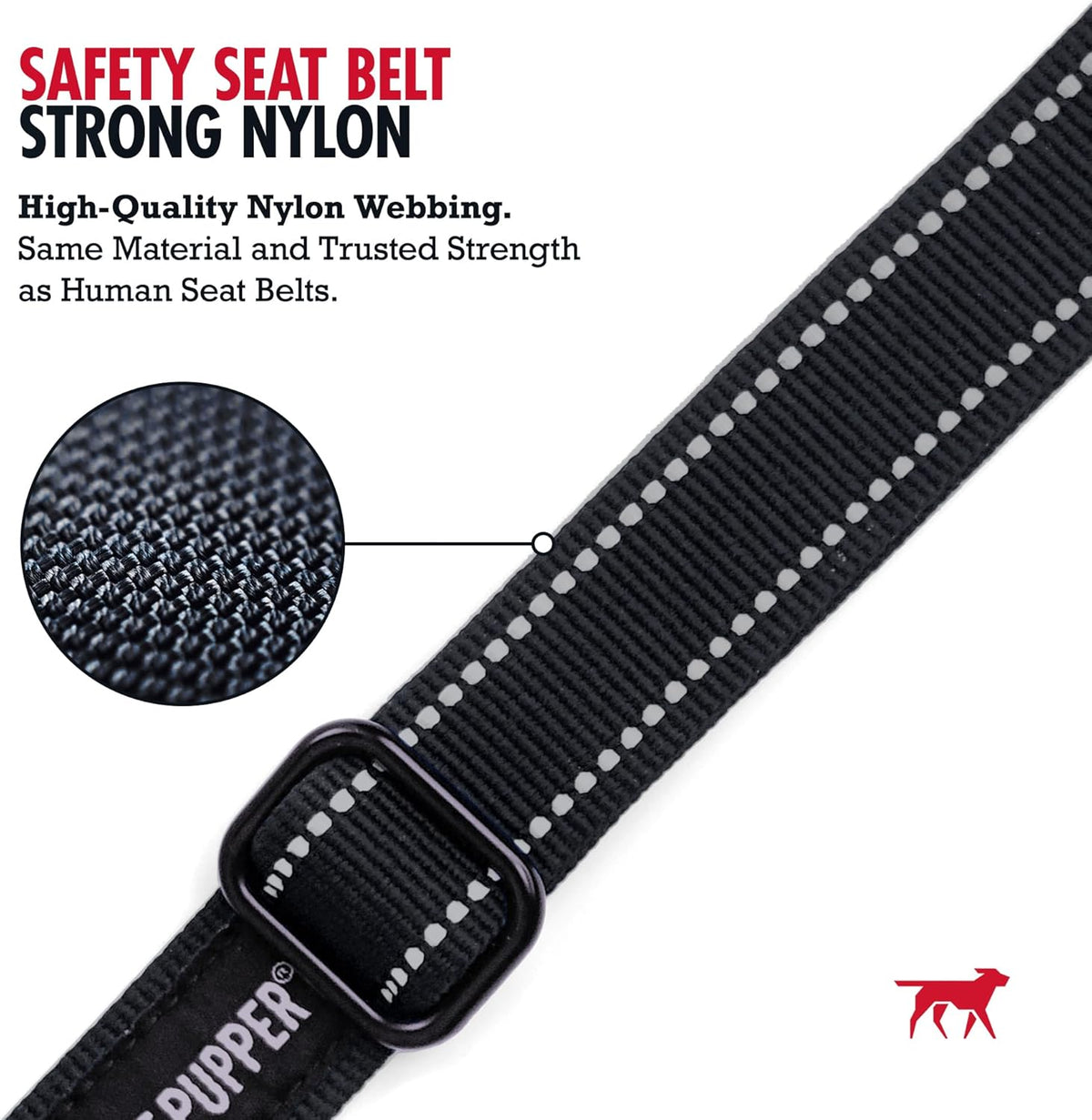 Tuff Pupper Dog Seat Belt | Adjustable Length Dog Seatbelt Restraint | Tangle-Free Locking