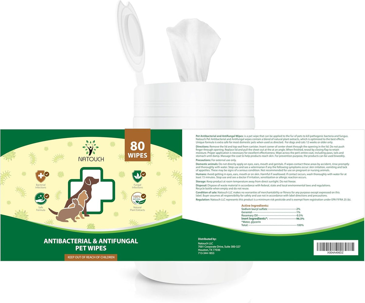Antifungal and Antibacterial Wipes for Dogs & Cats, Dog Yeast Infection Treatment Wipes, All