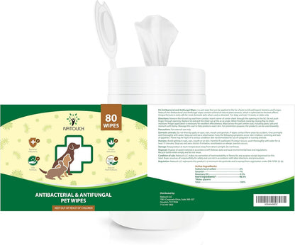 Antifungal and Antibacterial Wipes for Dogs & Cats, Dog Yeast Infection Treatment Wipes, All