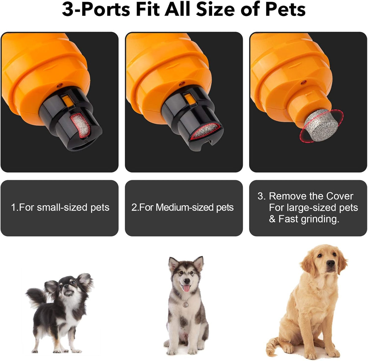 Casfuy Dog Nail Grinder with 2 LED Light - New Version 2-Speed Powerful Electric Pet Nail Trimmer